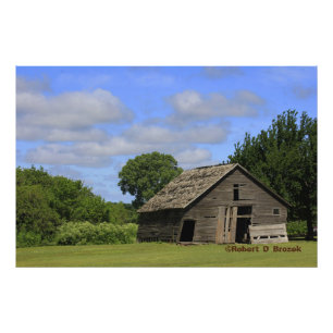 Kansas Old Barn with blue sky Photo Poster. Print