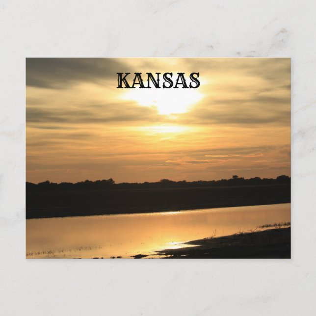Kansas Orange Sunset avec carte postale de réflexi (Devant)