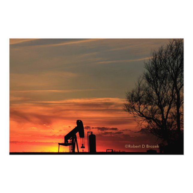 Kansas Pays Sunset Silhouette Photo Élargissement (Devant)