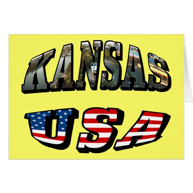 Kansas Picture and USA Flag Font (Front Horizontal)