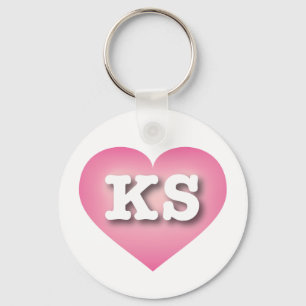 Kansas Pink Fade Heart - I love KS Keychain