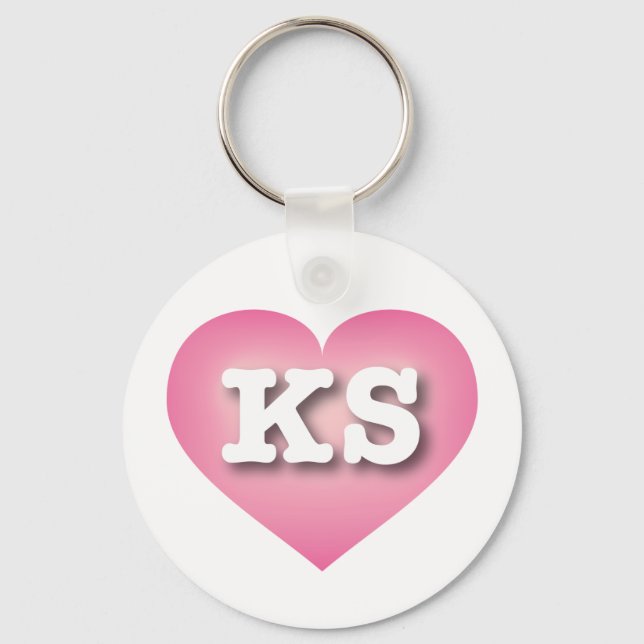 Kansas Pink Fade Heart - I love KS Keychain (Front)