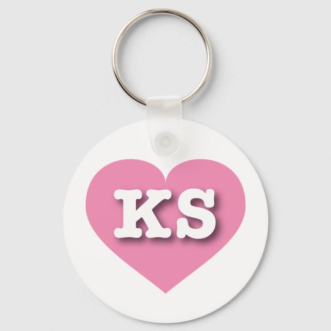 Kansas Pink Heart - I love KS Keychain (Front)