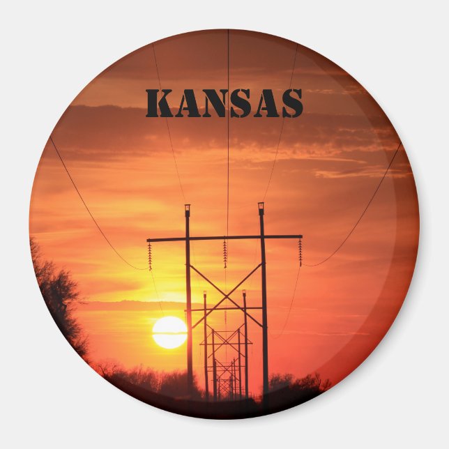 Kansas Power line Sunset closeup Magnet (Devant)