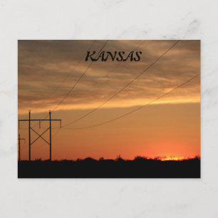 Kansas Power Line Sunset Post Card