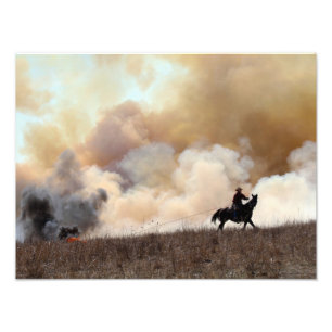 Kansas Rancher Starting a Controlled Burn Photo Print