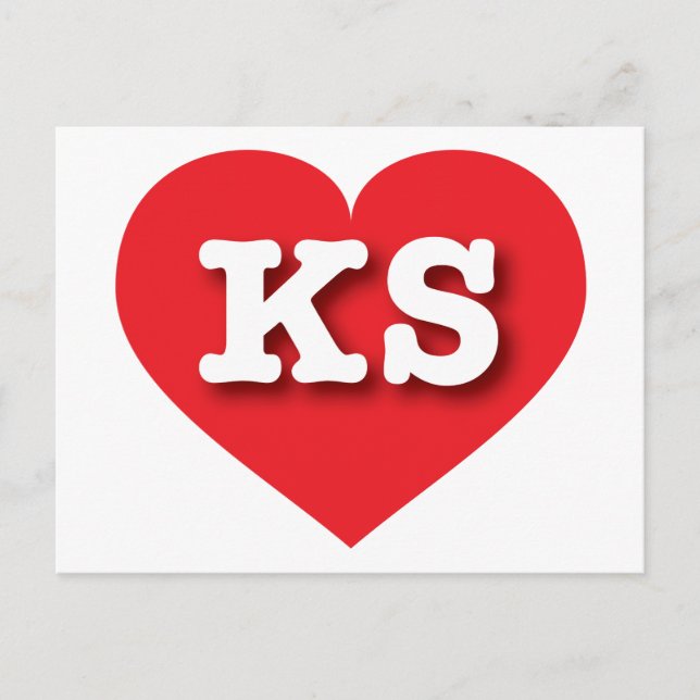 Kansas Red Heart - I love KS Postcard (Front)