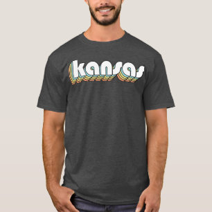 Kansas Retro Rainbow Typography Faded Style T-Shirt