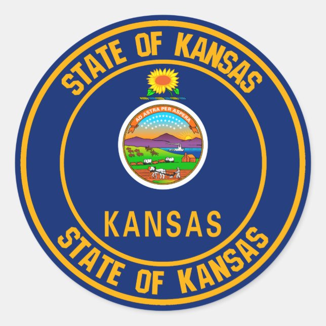 Kansas Round Emblem Classic Round Sticker (Front)