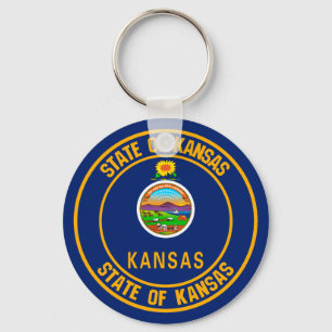 Kansas Round Emblem Keychain