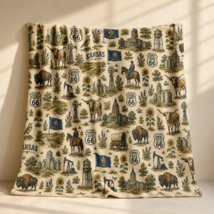 Kansas Route 66 Cozy Heartland Fleece Blanket
