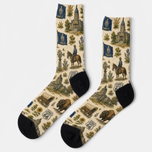 Kansas route 66 Prairie Bison Road Trip Vibes Socks
