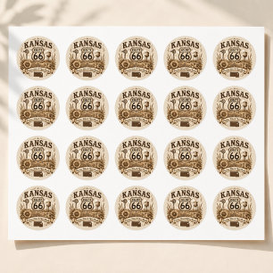 Kansas Route 66 Prairie Road Trip Decal Classic Round Sticker
