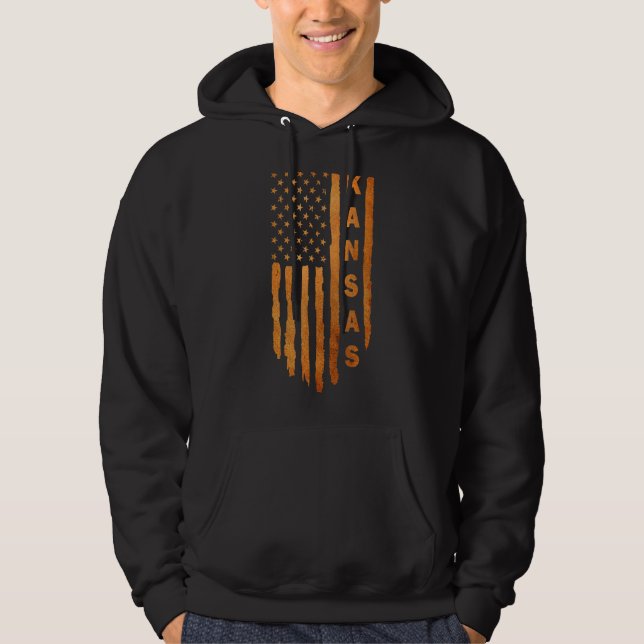 Kansas Rustic American Flag Second Amendment Hoodie (Front)