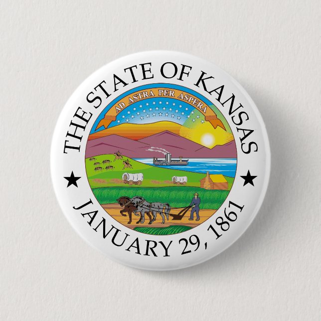 Kansas sign 2 inch round button (Front)