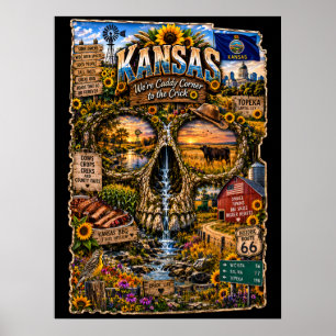 Kansas Skull Art Print State of Mind
