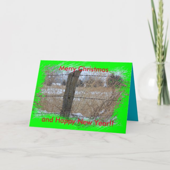 Kansas Snowy Fence line Christmas Card (Front)