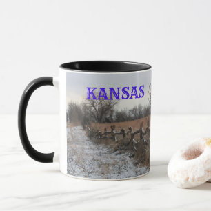 Kansas Snowy Fence Paysage Café Mug