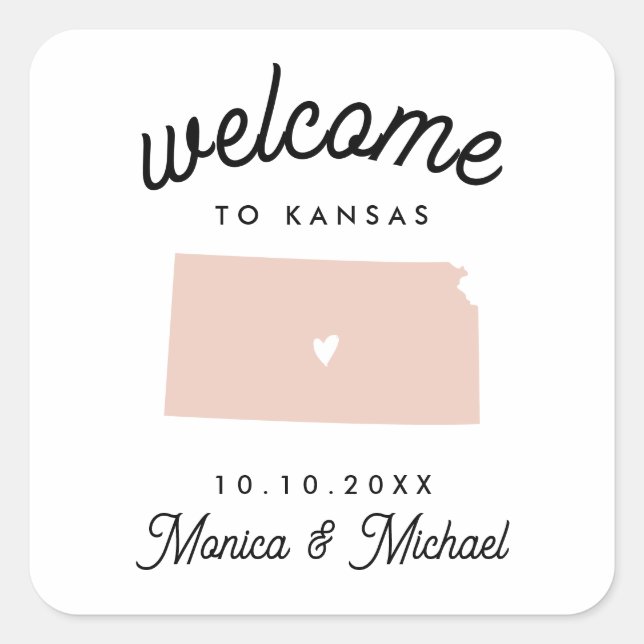KANSAS State Destination Wedding ANY COLOR   Square Sticker (Front)