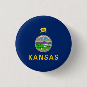 Kansas State Flag 1 Inch Round Button