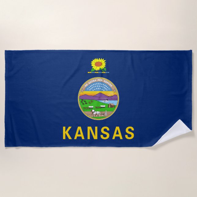 Kansas State Flag Beach Towel (Front)