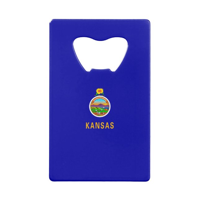Kansas State Flag Design Wallet Bottle Opener (Front)