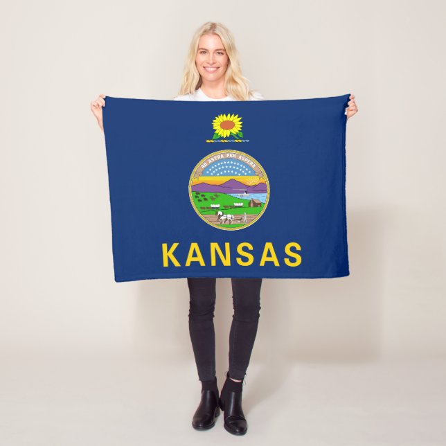 Kansas State Flag Fleece Blanket (In Situ)