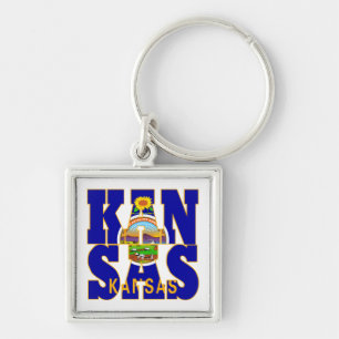 Kansas state flag text keychain