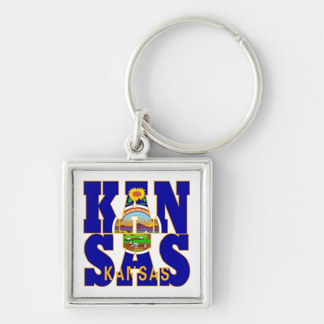 Kansas state flag text keychain (Front)