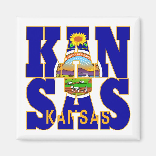 Kansas state flag text magnet (Front)
