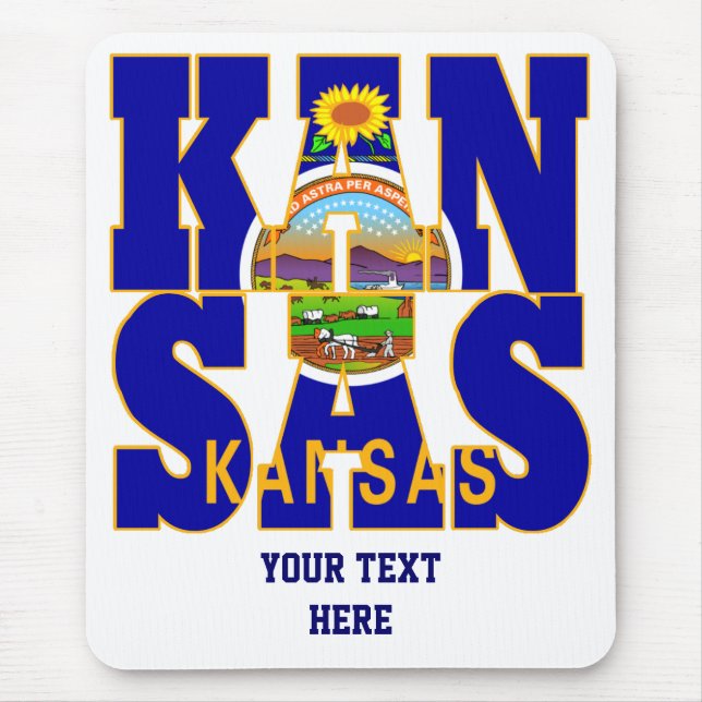 Kansas state flag text mouse pad (Front)