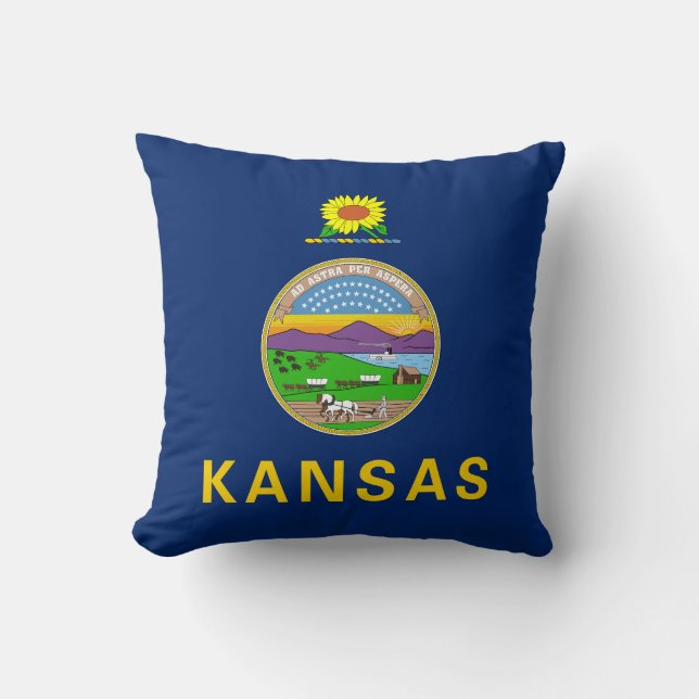 Kansas State Flag Throw Pillow (Front)