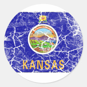 Kansas State Flag Vintage Classic Round Sticker