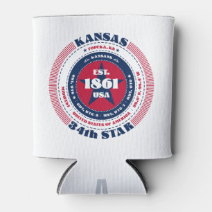 Kansas State History and Monogram Patriotic Can Cooler