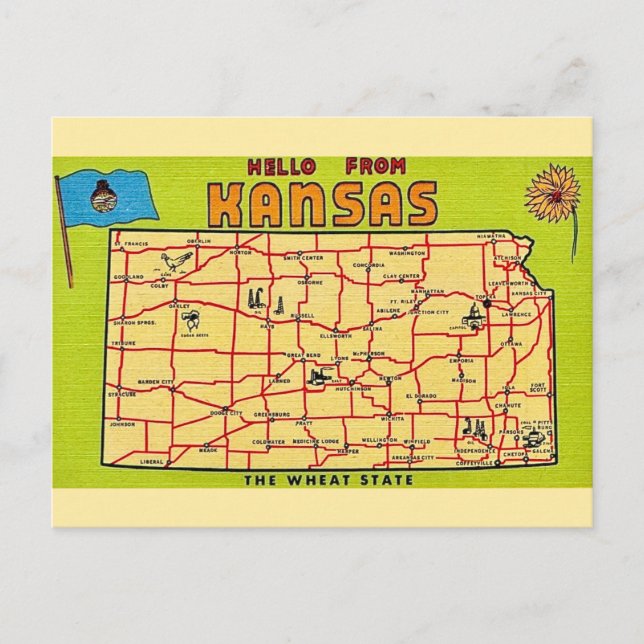 Kansas State Map Postcard (Front)