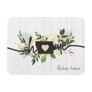 Kansas State Personalized Your Home City Rustic Magnet