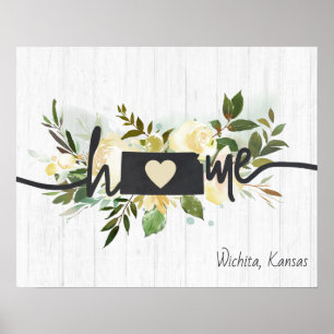 Kansas State Personalized Your Home City Rustic Poster