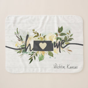 Kansas State Personalized Your Home City Rustic Sherpa Blanket