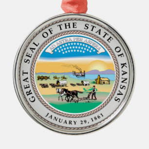 Kansas state seal america republic symbol flag metal ornament