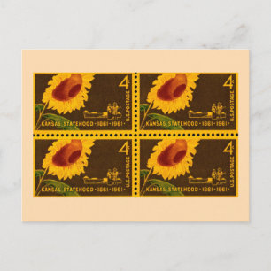 Kansas Statehood, Sunflower Vintage Postcard