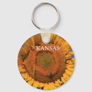 Kansas Sunflower closeup Keychain
