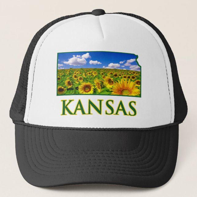 Kansas Sunflower Sky Trucker Hat (Front)
