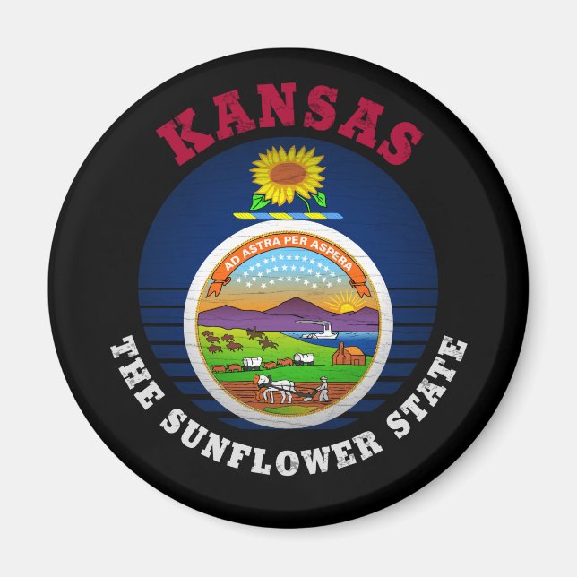 KANSAS SUNFLOWER STATE FLAG MAGNET (Front)