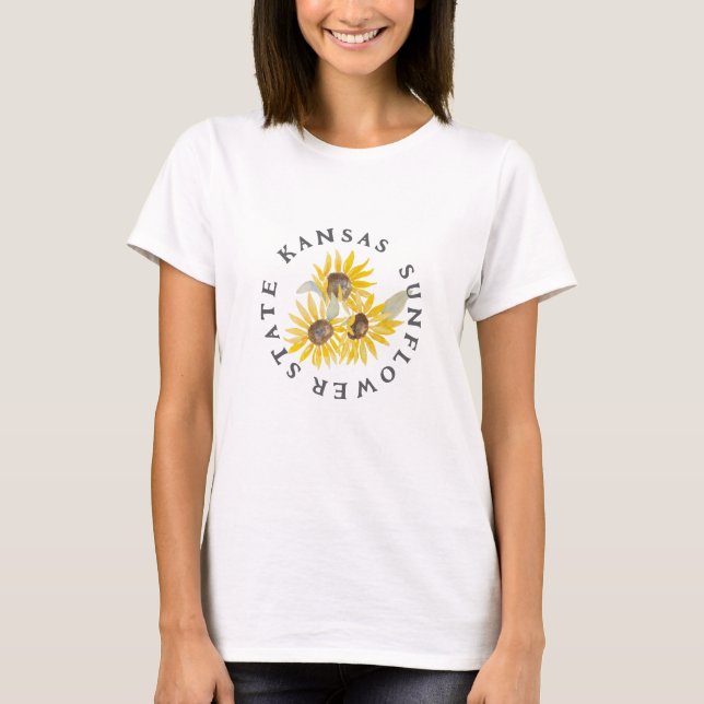 KANSAS SUNFLOWER STATE Watercolor T-shirt (Front)