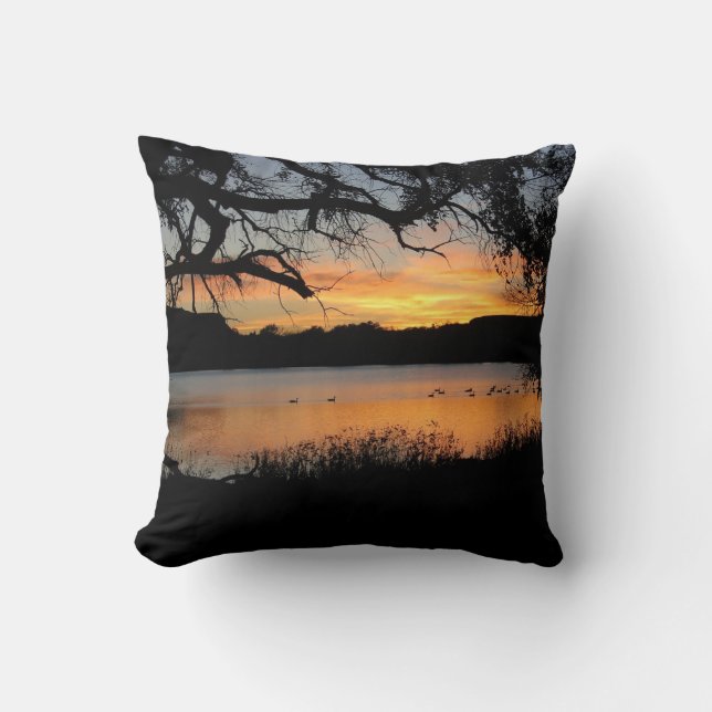 Kansas Sunset at Lake Scott State Park Throw Pillow (Front)