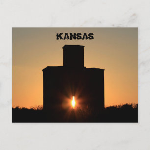 Kansas Sunset Silhouette Grain Elevator Post Card