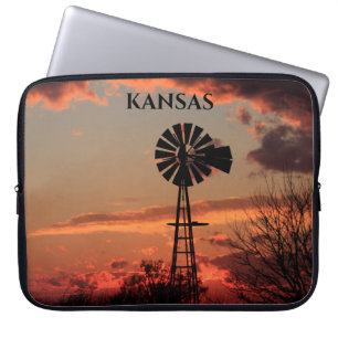Kansas Sunset Windmill Silhouette Electronics Bag