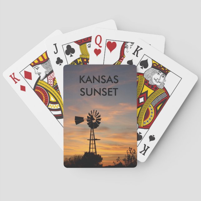 Kansas Sunset with a Windmill PLAYING CARDS (Back)