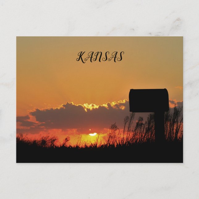 Kansas Sunset with clouds and sun rays Post Card. Postcard (Front)