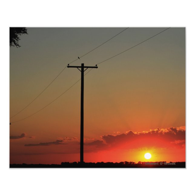 Kansas Sunset with Clouds  Photo Enlargement Print (Front)